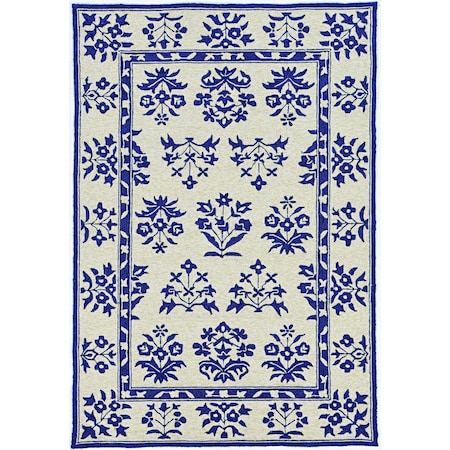 Homeroots 39 x 63 in. Sand or Blue Polypropylene Rug 374708